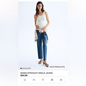 H+M Mama maternity Straight Ankle Jeans in Blue - full panel